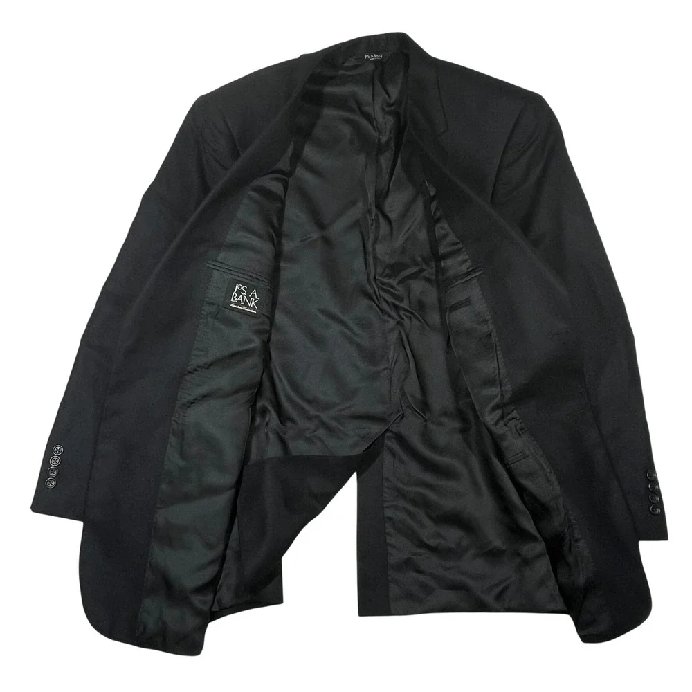 Jos A Bank Signature Collection Silk Camelhair Blazer Mens 44L Black Herringbone
